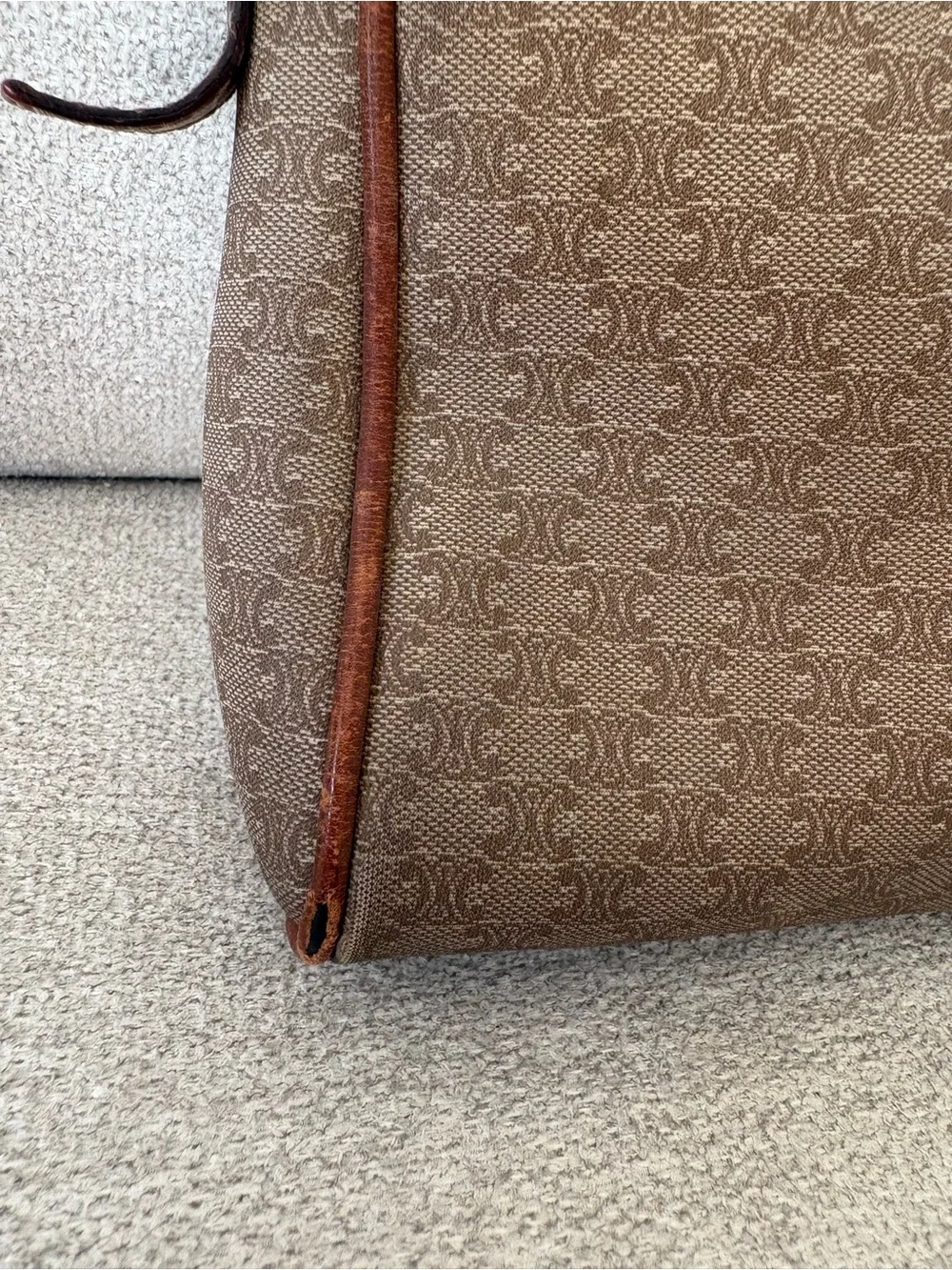 Celine Brown Monogram Canvas Toiletry Pouch with Leather Trim - Picture 5 of 6